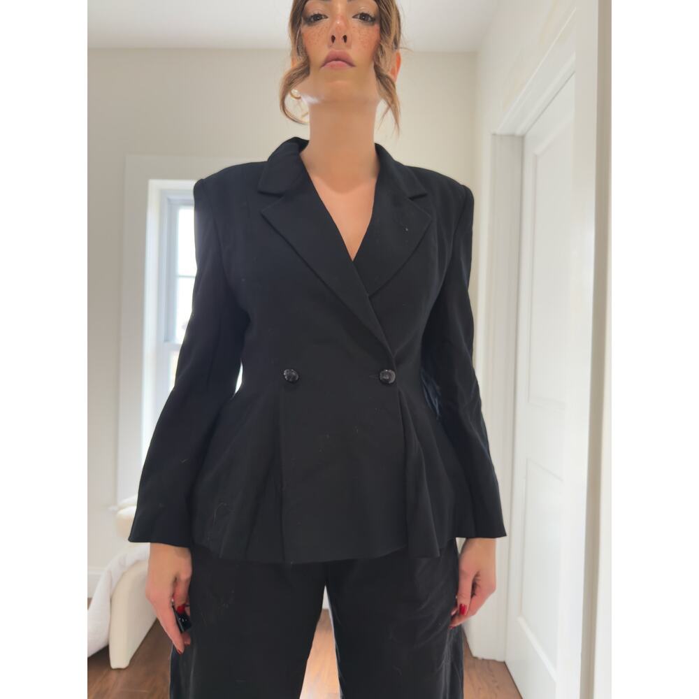 Vintage Christian Dior Black Double-Breasted Peplum Blazer (Size 8-10)